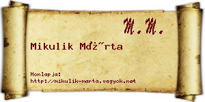 Mikulik Márta névjegykártya